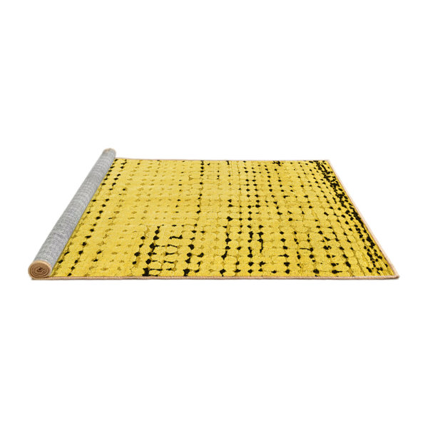 Dakota Fields Chamille Yellow/Black Machine Washable Rug Wayfair